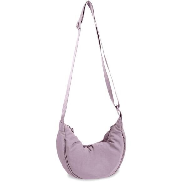 Handbags - Small Nylon Crescent Crossbody Bag Violet
